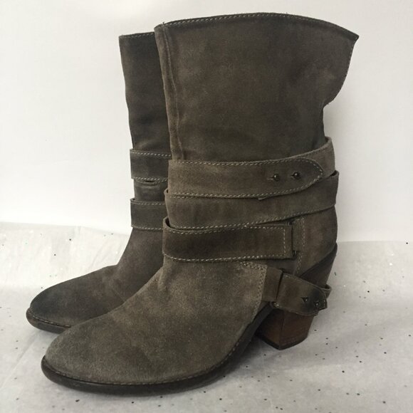 Janet & Janet Italy Gray Taupe mid calf pull on boot Size 38.5 Bohemian Western - Picture 5 of 16